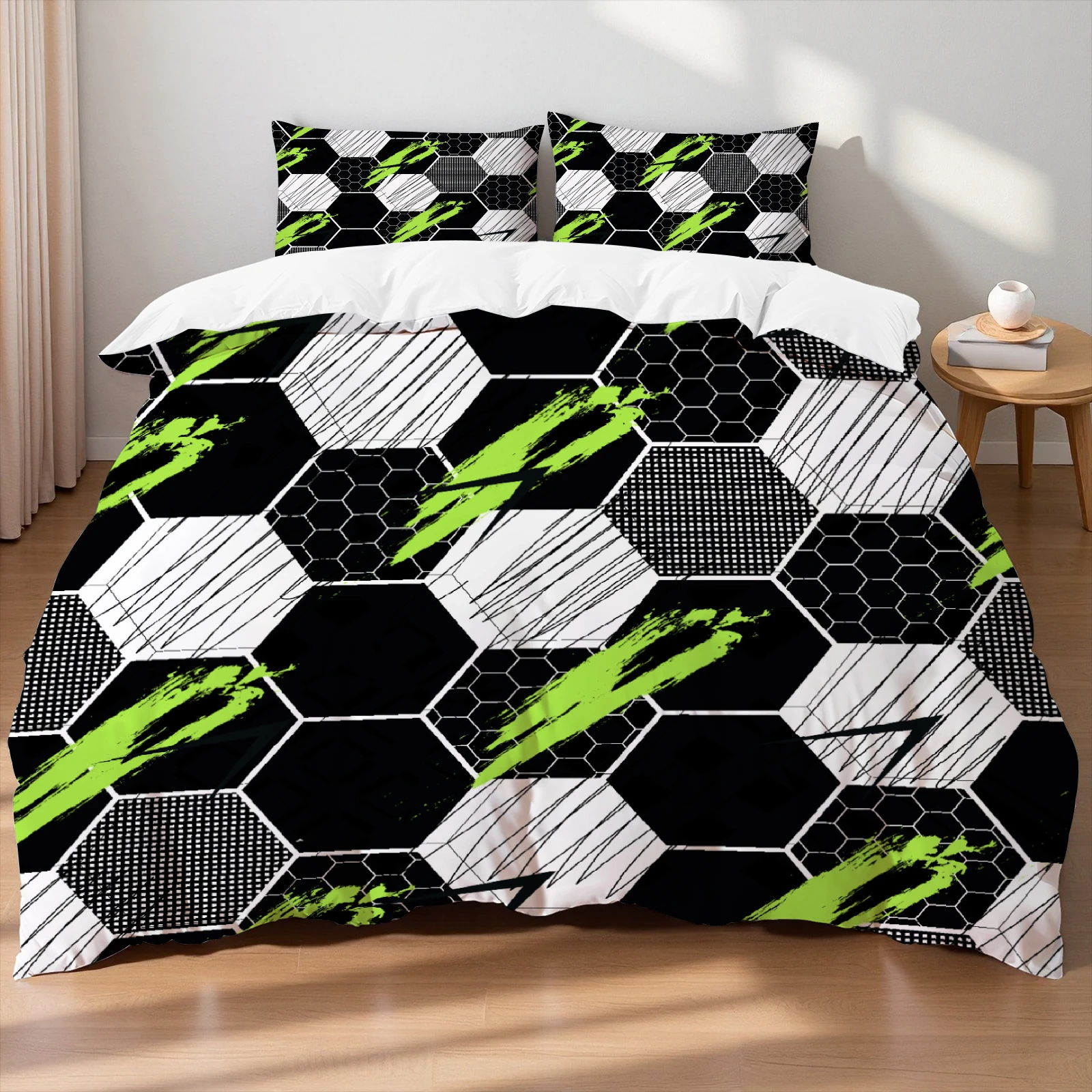 King Size Bedding Set Orange Black Abstract Brush Stroke Modern Graffiti Print Breathable Duvet Cover Set For Teen Bedroom