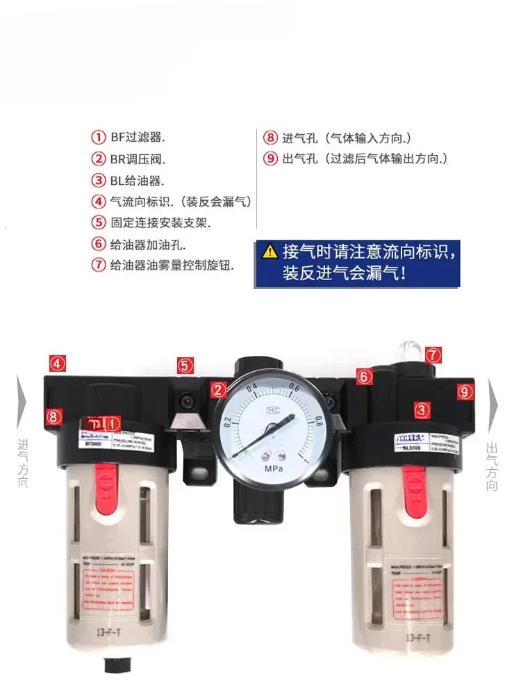 Oil-water separator air source triplet automatic drainage AC2000/BC4000