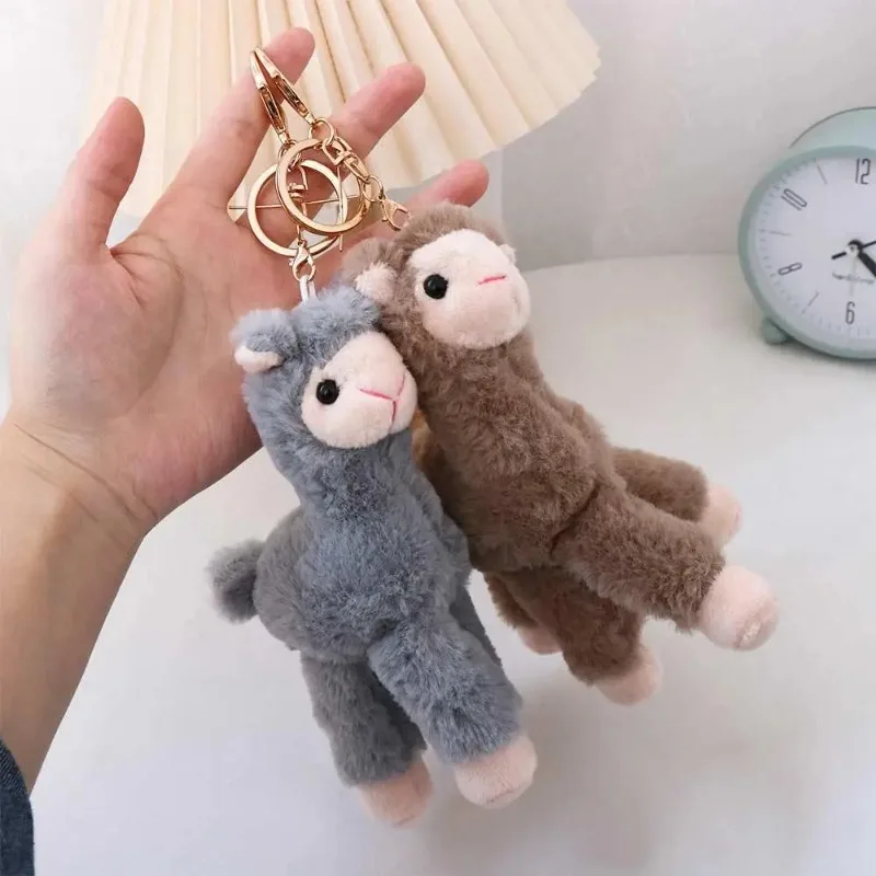 1pcs Soft Cute Handmade   Pendant Key Trinket  Gift Alpaca Keychain Sheep Key Ring Animal Keyring Stuffed  Keychain - view 4