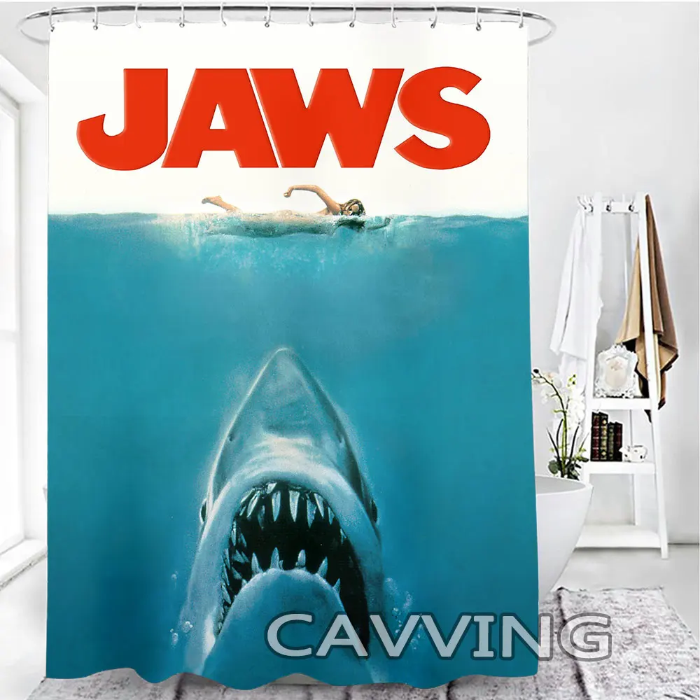 Movie Jaws 3D Shower Curtains Waterproof Bathroom Curtain Anti-slip Bath Mat Set Toilet Rugs Carpet  Home Decor   J01