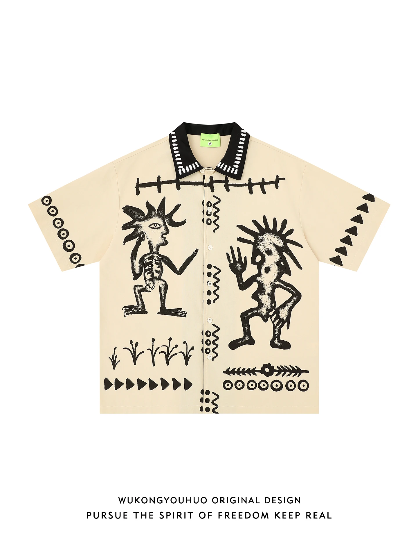 

Loose Casual fiti Print ort Sve irt Men's Vintage Brand American Tribe Doodle Loose Fit Leisure Small ence