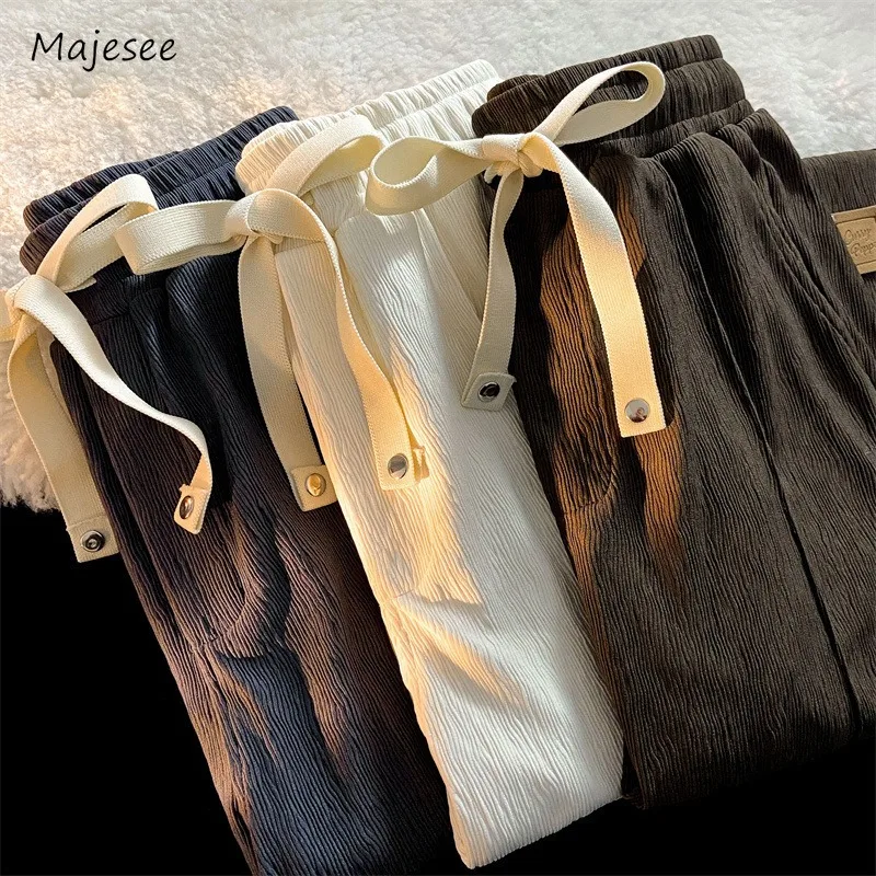 

Pants Men Design Advanced Fashion Casual Loose Popular Cozy Straight Trousers Ins Korean Style Drawstring Handsome Solid College