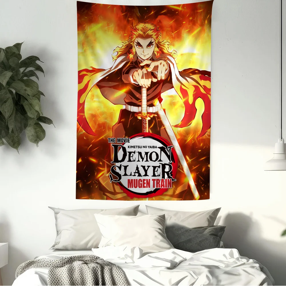 Demon Slayer Kyojuro Rengoku DIY Wall Tapestry Hippie Flower Wall Carpets Dorm Decor Wall Art Decor