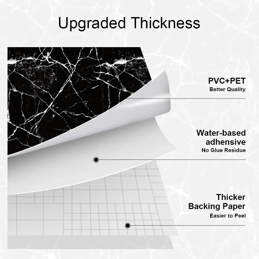 Marble Wallpaper Granite Diamond black,Self Adhesive Removable Waterproof Countertop Paper for Cabinet Furniture Kitchen