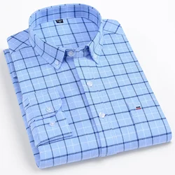 S-7XL Long Sleeve Casual Shirts Fashion Top Clothing Trends Flannel Oversized Turn-down Collar 100%Cotton Plaid Shirts For Mens