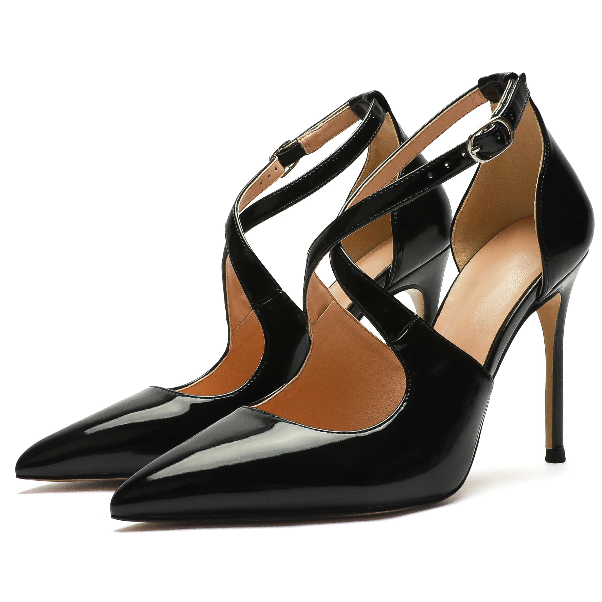 【Measure Your Feet Length Before Order】Cross Strap Women Stiletto High Heels Pumps Pointy Toe Sexy Luxry Dress Shoes 54-CHC-33