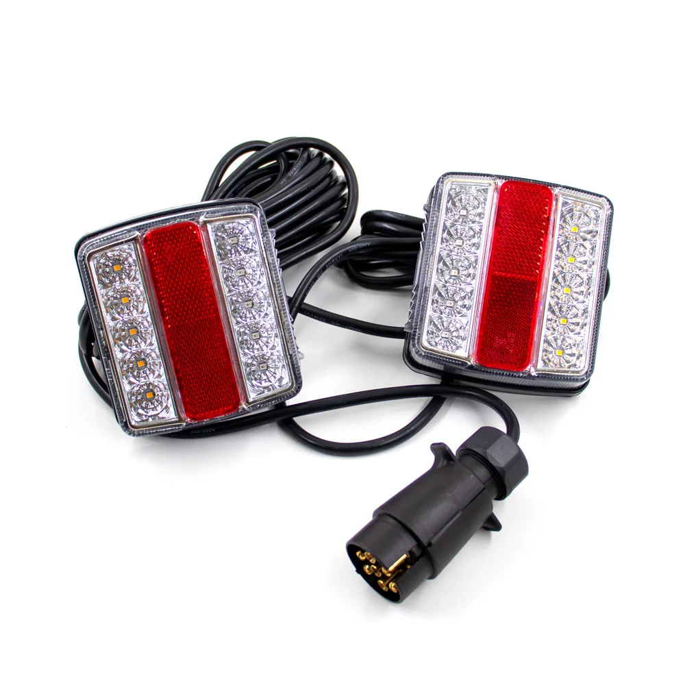 1Set Rear Towing Tail Light 12V 10m LED Trailer 7 Pin Universal Brake Stop Lamp License Number Plate light Reflector Waterproof