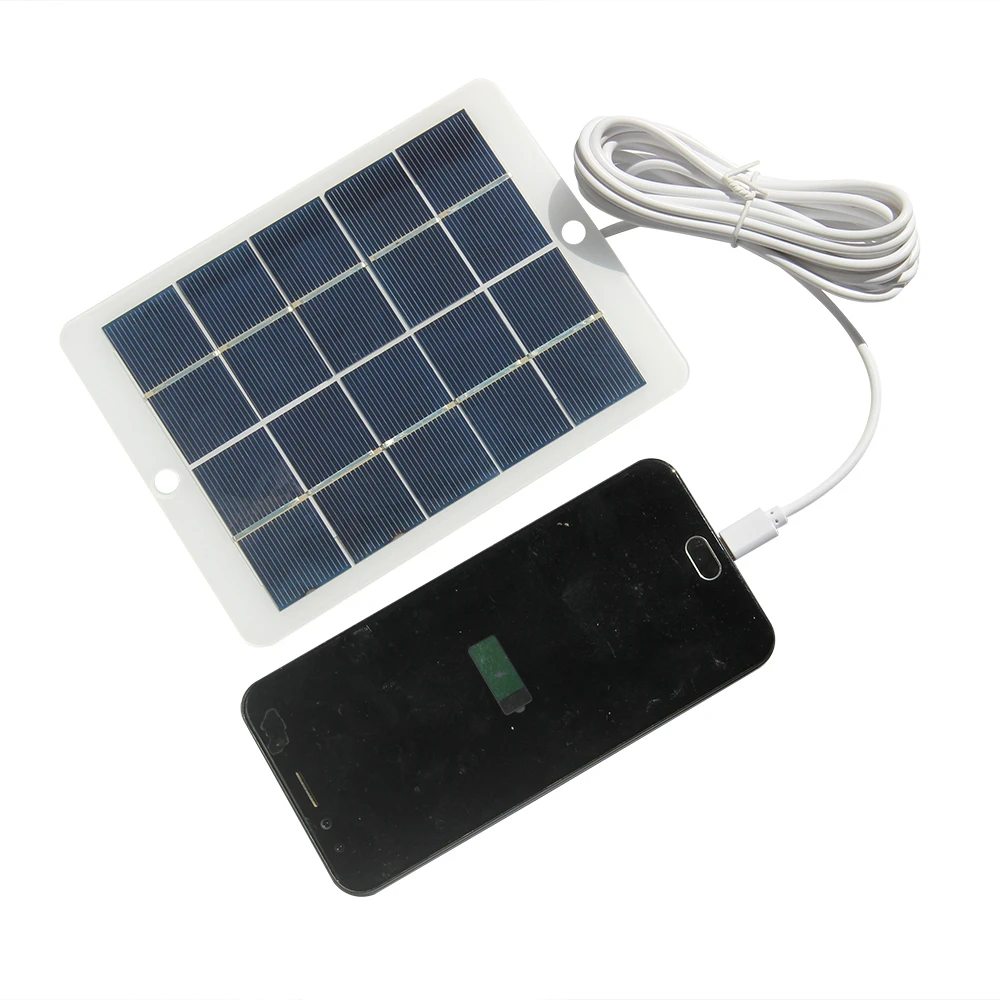 Carregador solar 5w 5v para monitoramento de segurança da câmera 3.7v-5v bateria luz painel solar carregador ao ar livre android/tipo-c/dc saída