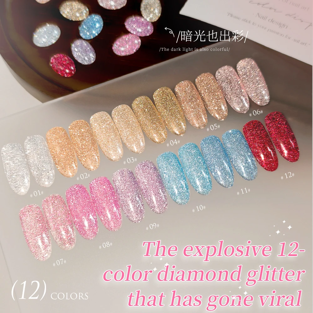 

Kaniu 12ml Sparkle Silver Color Nail Gel Polish Summer Glitter Nail Art Gel Varnish Semi Permanent Soak Off UV Gel Manicure
