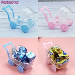 6Pcs cute Mini Baby Stroller cart Bassinet Candy Box Baby Shower Gift Box Christeing Decoration Baptism Party Favor gift