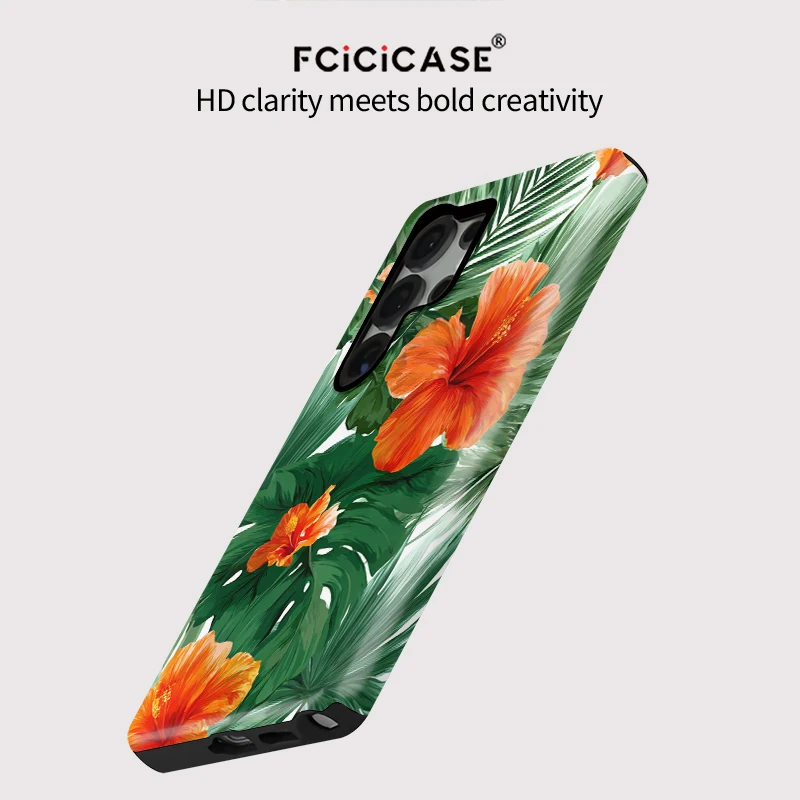 Fcicicase A56 5G Flower Leaves Phone Case For Samsung Galaxy A26 A36 A16 S23 S24 Plus S25 Ultra S20 FE Matte Silicone TPU Cover