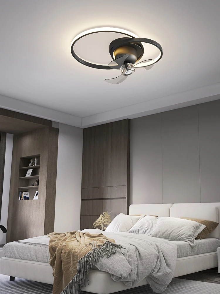 Bedroom fan light, LED ceiling light, ultra-thin light fixture,dual purpose, modern and simple children's room charged fan light