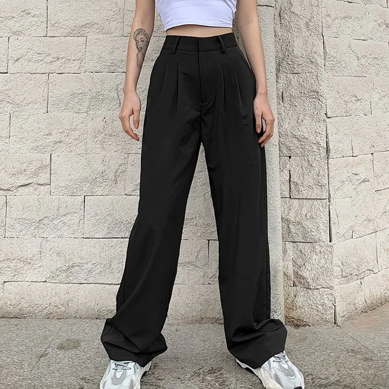 Straight Leg Women's High Korean Fashion Women Clothing Y2k Pants