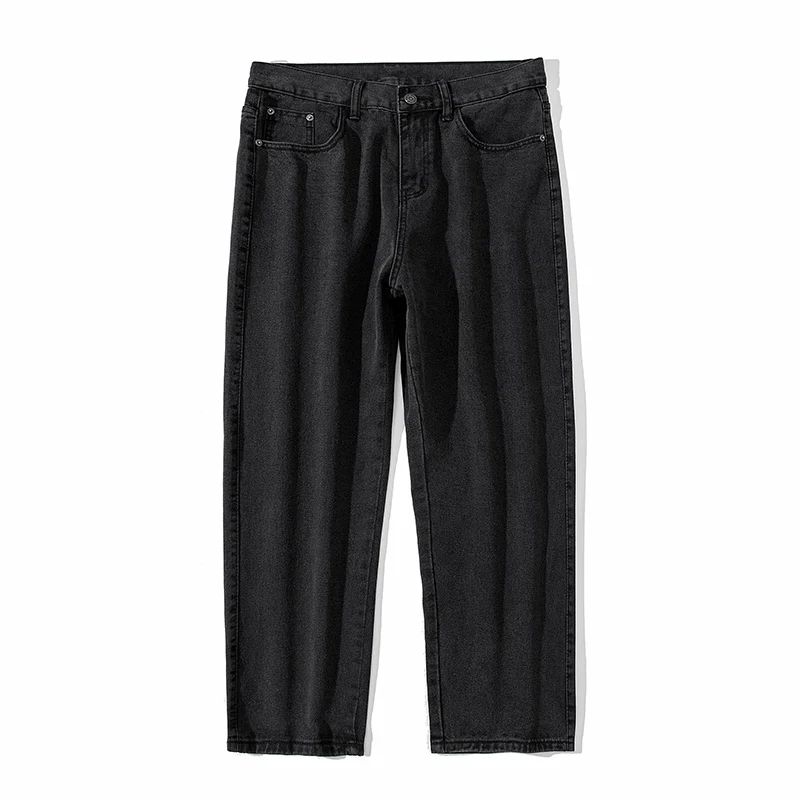 2022 Autumn New Men's Cotton Jeans South Korea Fashion Street Loose Straight Wide Leg Trousers Street Women Baggy Black Jeans