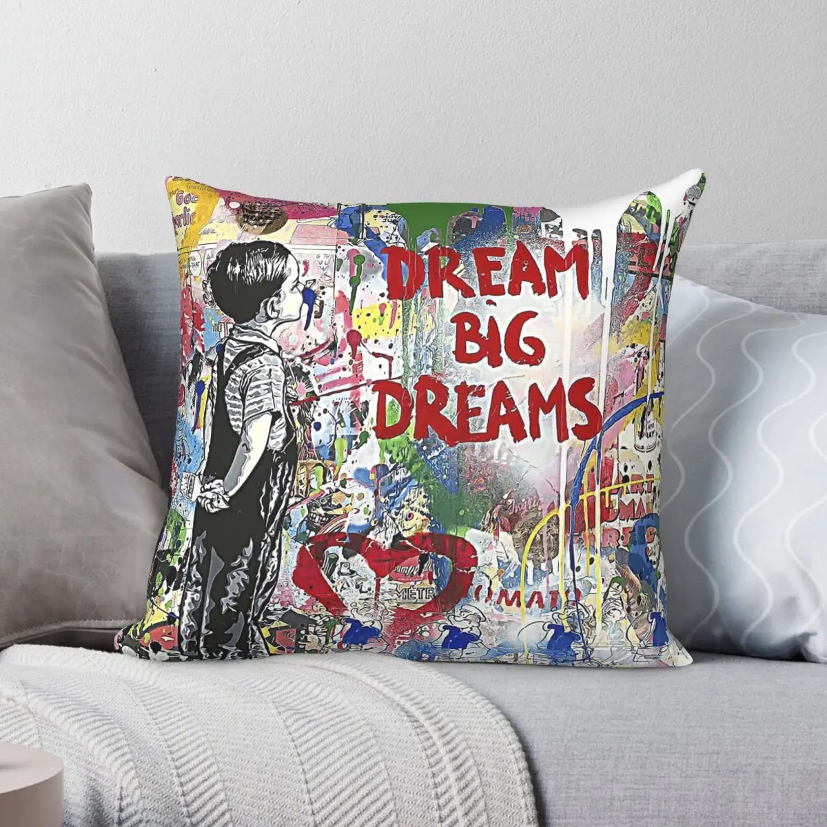 Banksy Dream Big Dreams Pillowcase Polyester Linen Velvet Creative Zip Decorative Pillow Case Sofa 45x45