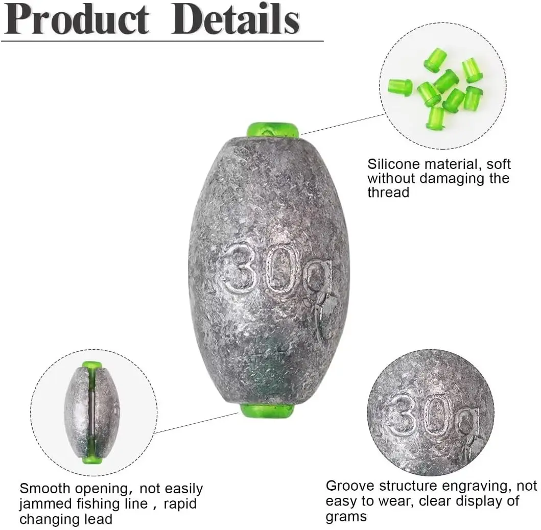 10/20 قطعة مجموعة أوزان البيض سبليت النار الصيد الأوزان مجموعة متنوعة أوزان الصيد القابلة للإزالة أملاح المياه العذبة قطرة النار #3