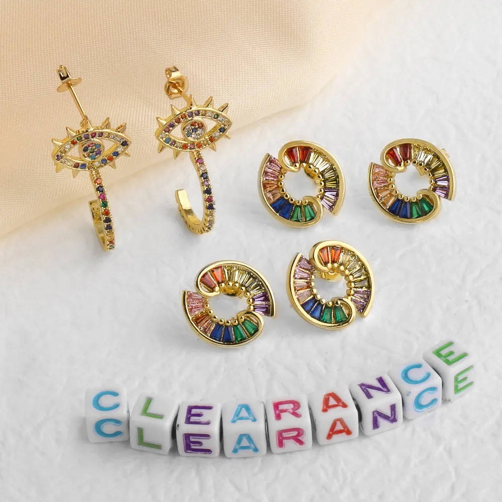 Clearance Earrings / 3Pairs CZ Crystal Heart Earrings for Women Gold Plated Jewelry CER0152