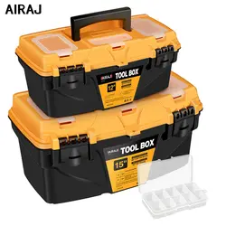 AIRAJ 12/15 Inch Hardware Toolbox, Plastic Thick Combination Suitcase Electrician Carpenter Electric Drill Storage Box