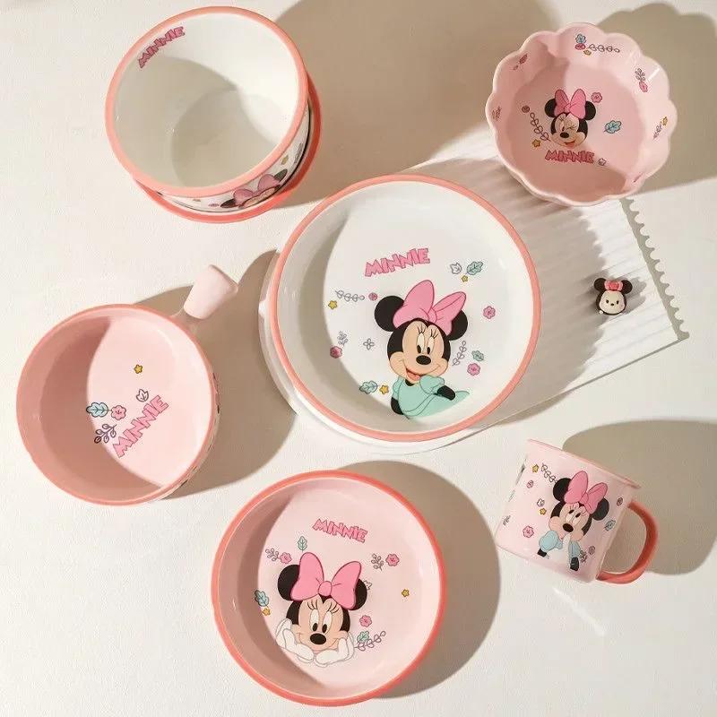 Disney Minnie Cartoon Household Advanced Ceramics Combination Set Housewarming Good Looking Tableware Bowl And Plate Set