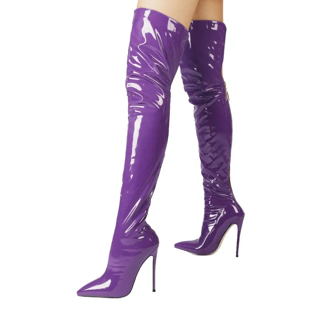 

Evoodance Women's Practice Leather Over-Knee Dance Boots 11cm Heeled Latin Salsa Ballroom Sandals Shoes Sexy Party Dancing Shoes