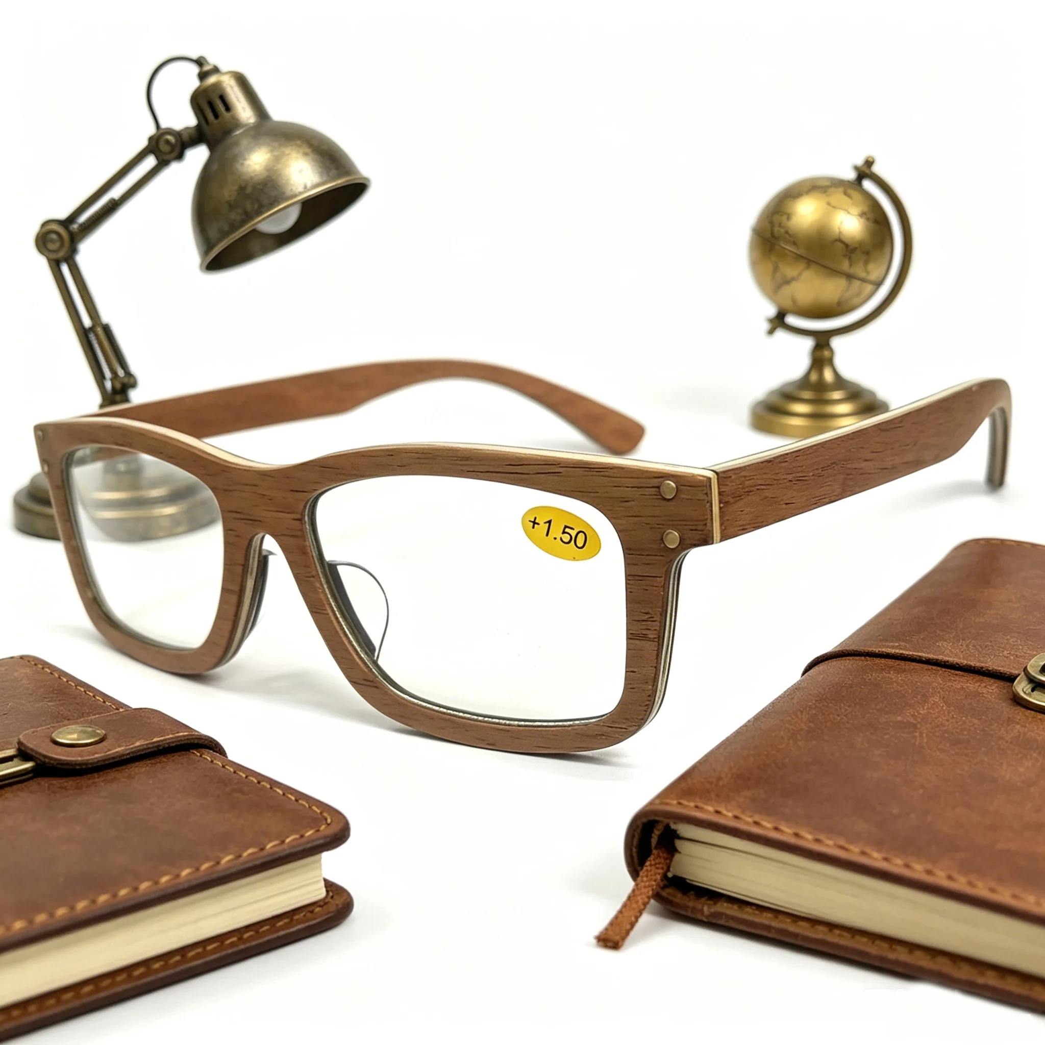 XSW Wood Grain Reading Glasses Multifocal Progressive Anti Blue UV Protection Presbyopic Glasses for Men Women 25001
