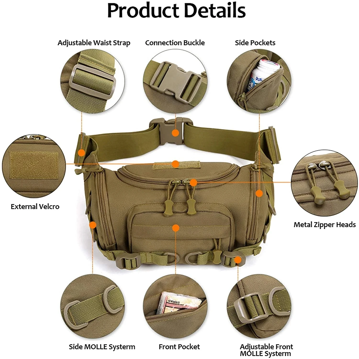 Bag for Fishing Cycling Camping Military Waist Bag Tactical Fanny Pack Adjustable Strap Waterproof Sport Bag Mobile Phone Wallet