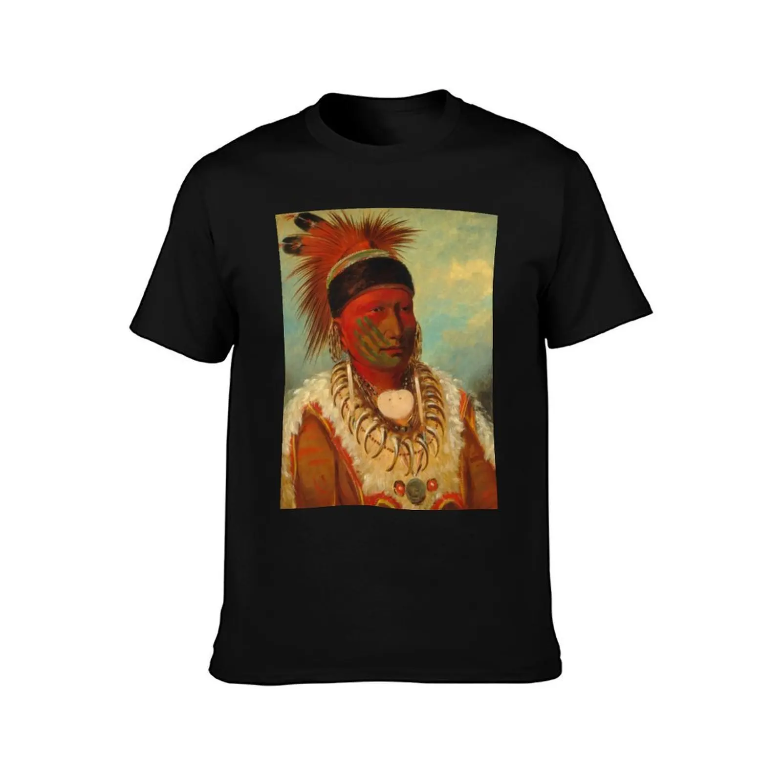 The White Cloud, Head Chief of the Iowas by George Catlin T-Shirt, Summer Casual Cotton Tee, Oversized Streetwear Tops