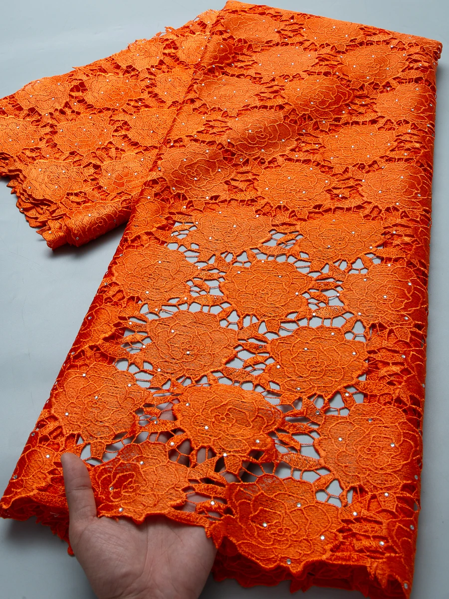 2026 New Guipure Cord Lace Fabric African Guipure Cord Lace Nigerian Water Soluble for Women Evening Party Dresses,5yards TY4694