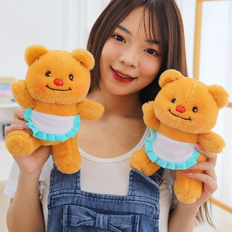 Decorative 3D Bear Dolls Refrigerator Magnet Cartoon Apron Bear Plush Toy Fridge Sticker for Home and Office