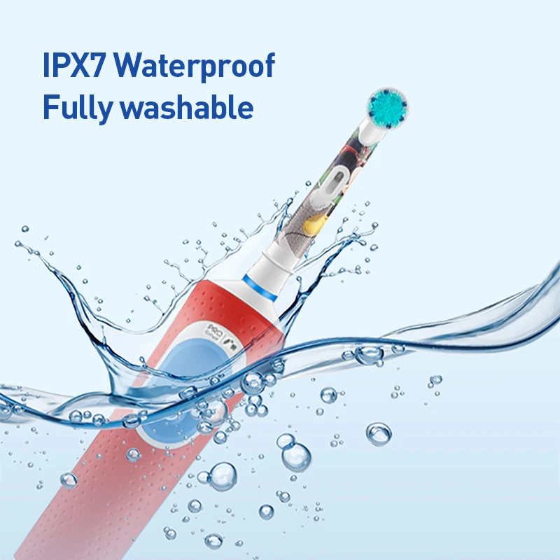 Oral-B D100K sikat gigi elektrik anak, sikat gigi elektrik tahan air 2 mode pengatur waktu, sikat gigi bersih lembut dengan putri Frozen untuk anak-anak 3 +