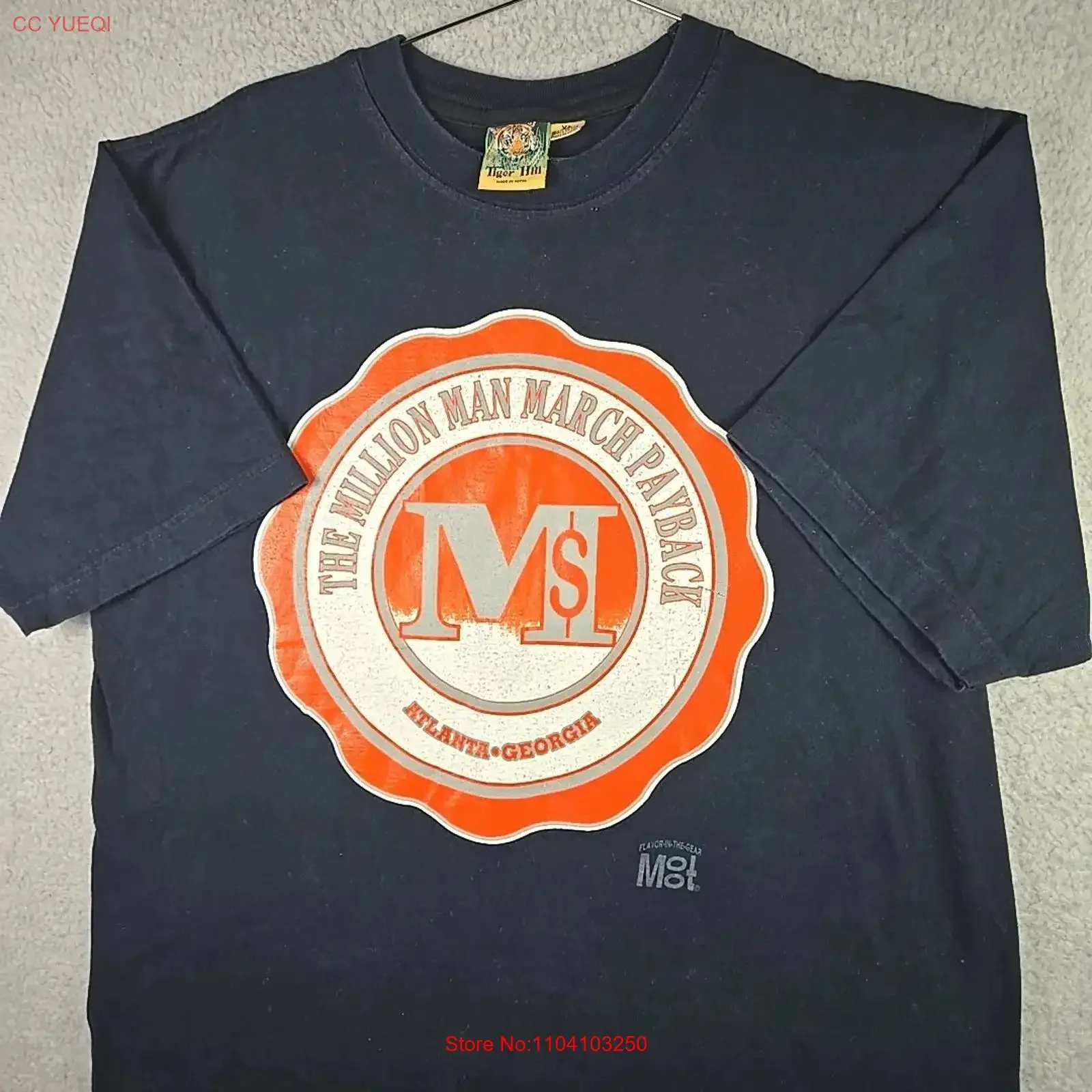 Camiseta Vintage Million Man March Payback Masculina XL Preta Tiger Hill Atlanta ATL vintage Lavada Streetwear Confortável Unissex