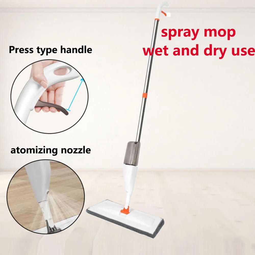 Large Household Spray Mop with Replaceable Microfiber Pad Wet & Dry Cleaning Rotating Broom Microfiber Pads for Home Cleaning