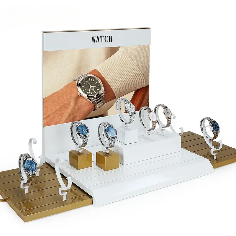 

Watch display stand, lacquered watch storage, C-ring wristwatch display counter, high-end prop set