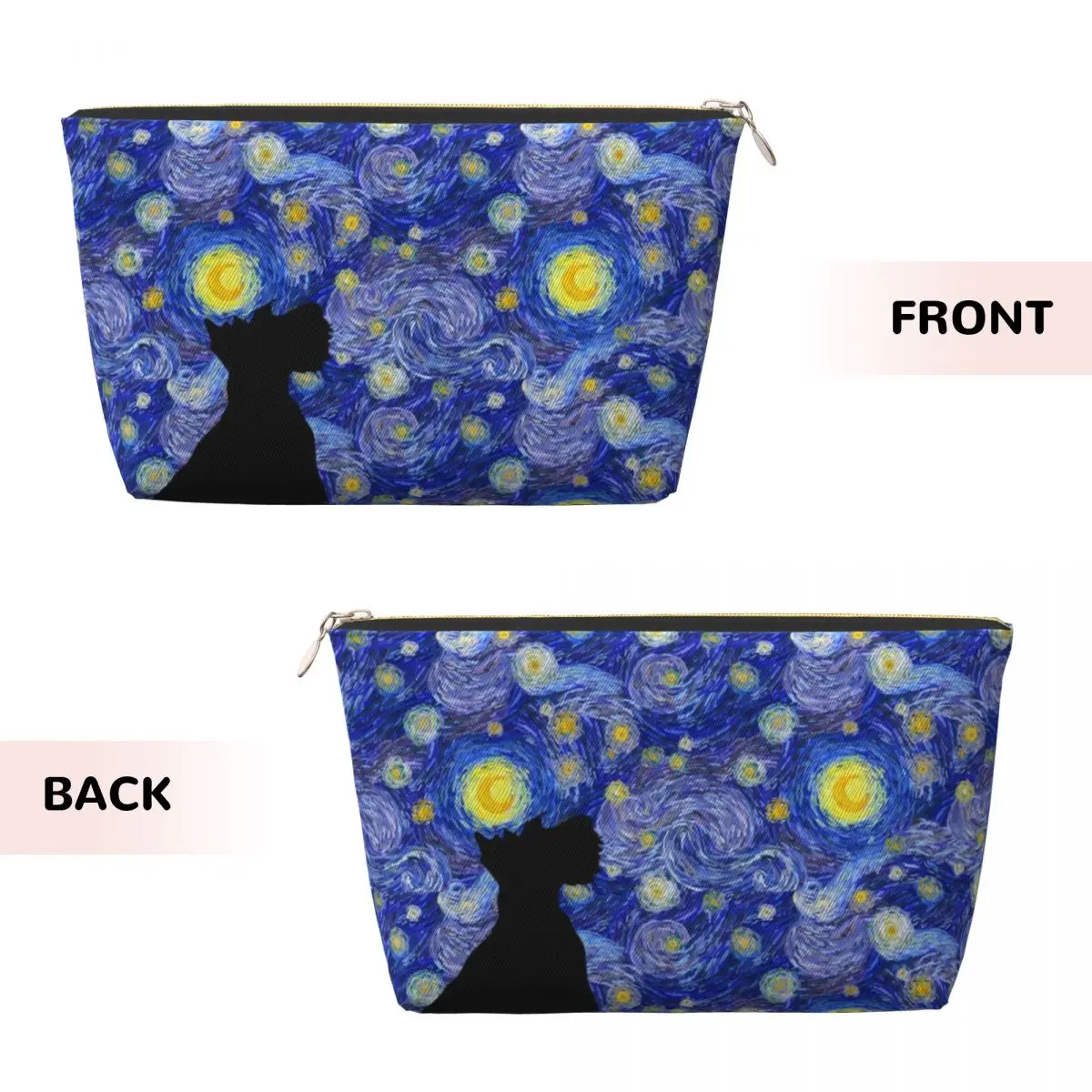 Custom Travel Scottish Terrier Van Gogh Starry Night Toiletry Bag Kawaii Scottie Dog Makeup Cosmetic Organizer Beauty Storage