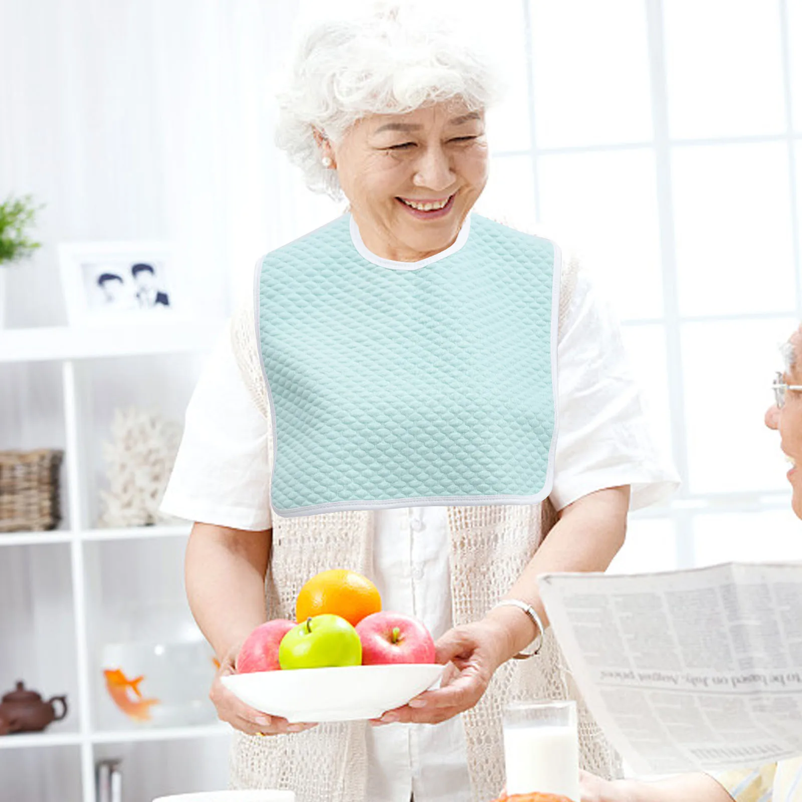 

2 шт. нагрудники синий полиэстер ТПУ подложка водостойкие быстросохнущие полотенца для еды пожилых людей аксессуары для ухода за здоровьем