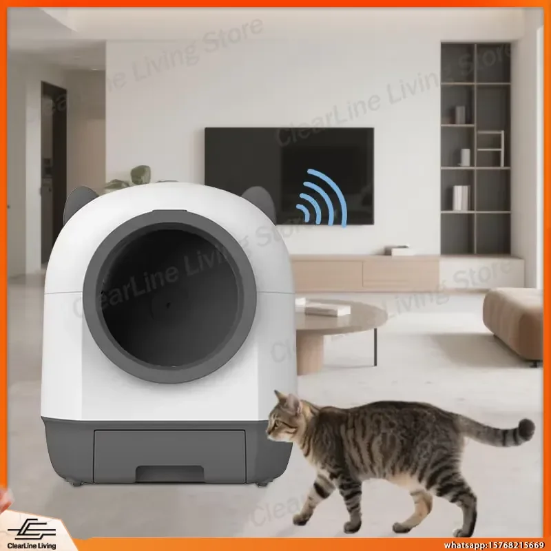 

Automatic Self Cleaning Cat Litter Box with WiFi App Control Smart Pet Toilet for Indoor Cats Easy Clean Tray Odor Control