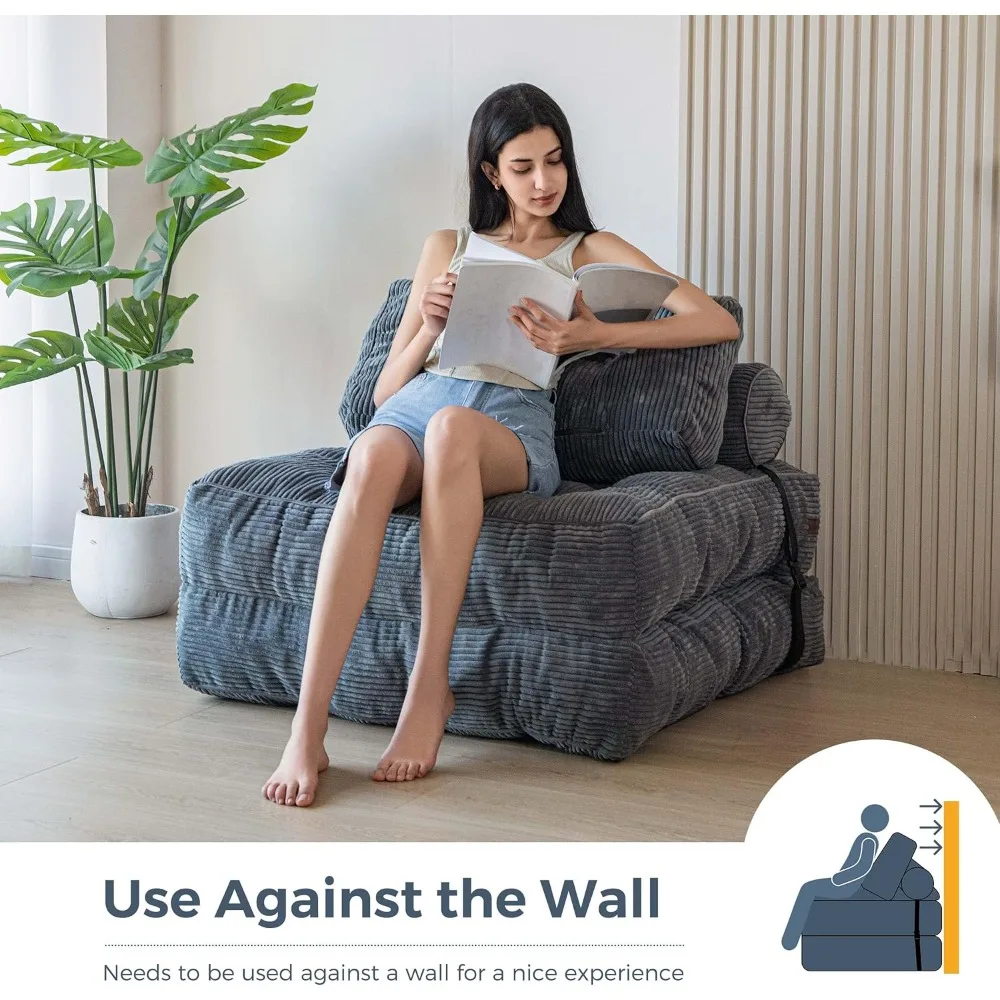 Folding Sofa Bed,  Sleeper Chair w/Pillow Mattress w/ Back Support, Portable Fold Out Chair Bed Comfy Floor Sofa Lounge image 4