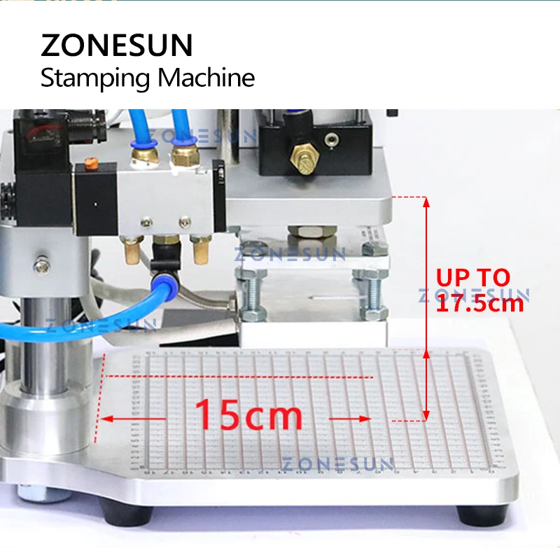 Imagem -04 - Zonesun Pneumática Máquina de Carimbo Imprensa do Calor Livro Digital Couro Papel Trabalho Madeira Logotipo Personalizado Foil Gravação Alimentador Zs-qs100