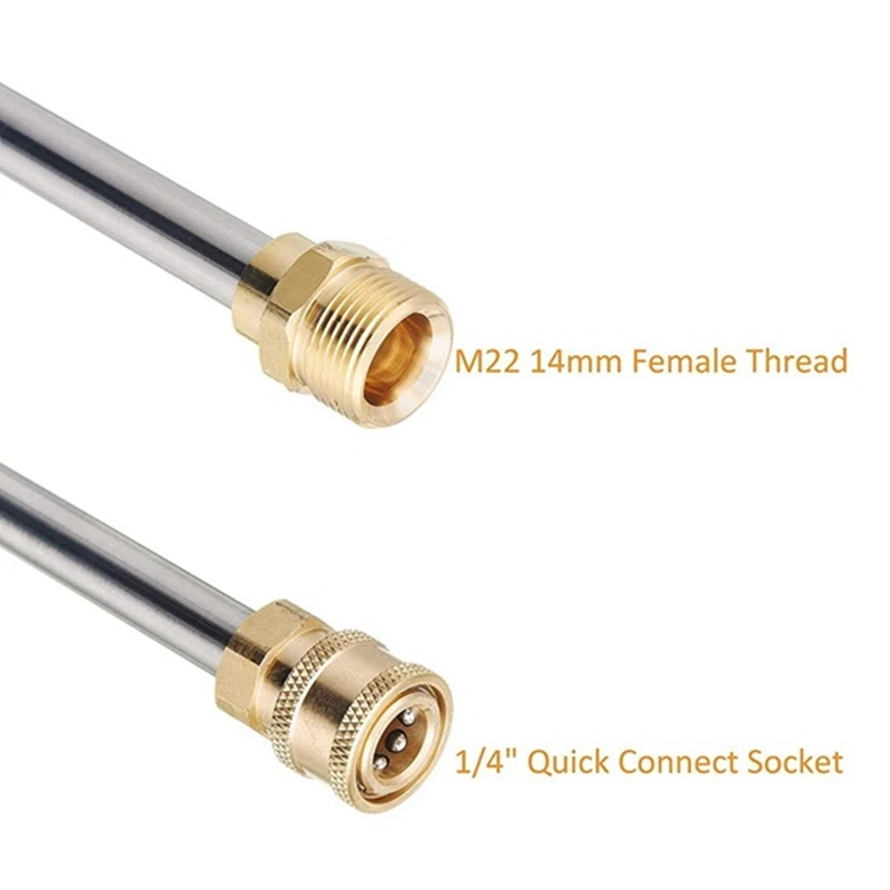 1 Piece Pressure Washer Extension, Universal Spear Extender M22 To 1/4Inch Quick Connect For Power Washers