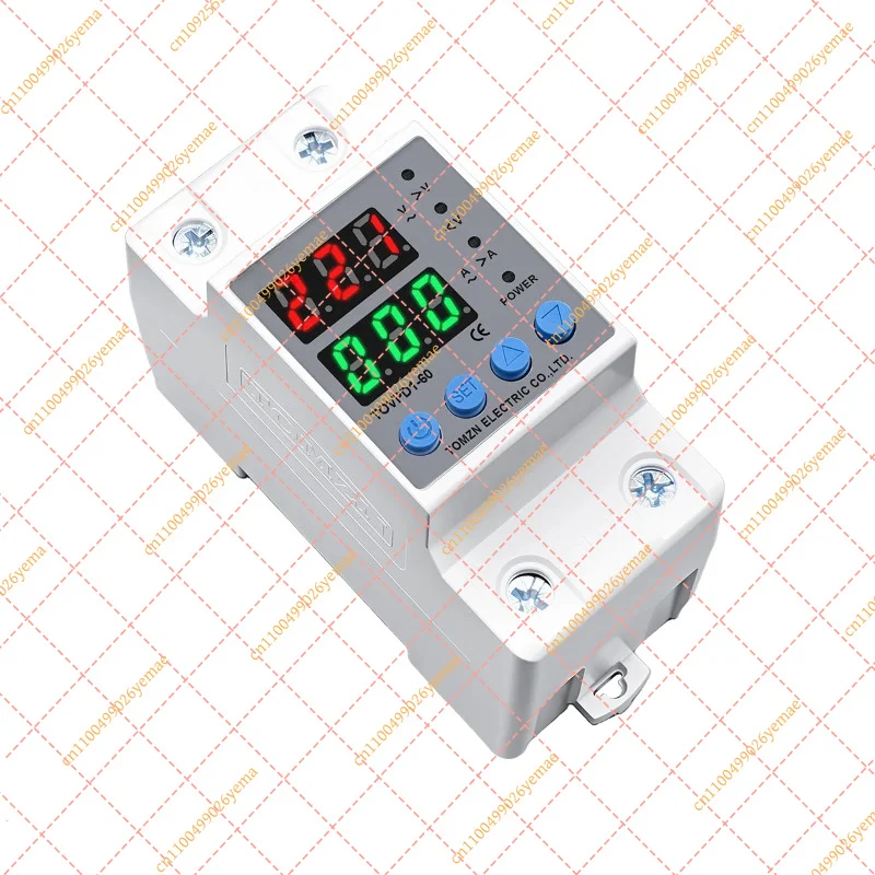 for TOMZN Din Rail Dual Display Over Under Voltage Current Protector Relay 220V 40A-100A