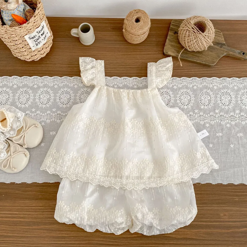 

Одежда для маленьких девочек, модный комплект из 2 предметов, топ с рукавами-крылышками + шорты с цветочным принтом, летняя одежда для младенцев