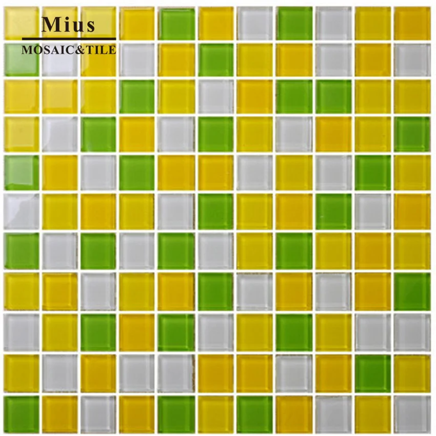 

Green yellow mix crystal glass mosaic tile pattern