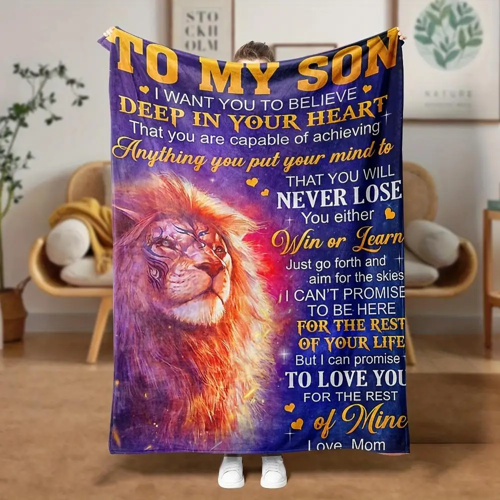 

Intergalactic Style Lion Theme Blanket For Son Warm and Cozy Soft Skin-friendly Facecloth Blanket Suitable For Sofa Camping