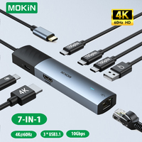 MOKiN 10Gbps USB C Hub – Type C to 4K60Hz HDMI, 100W PD, 3xUSB 3.1, Gigabit Ethernet – Docking Station for MacBook Pro/Air M2/M1