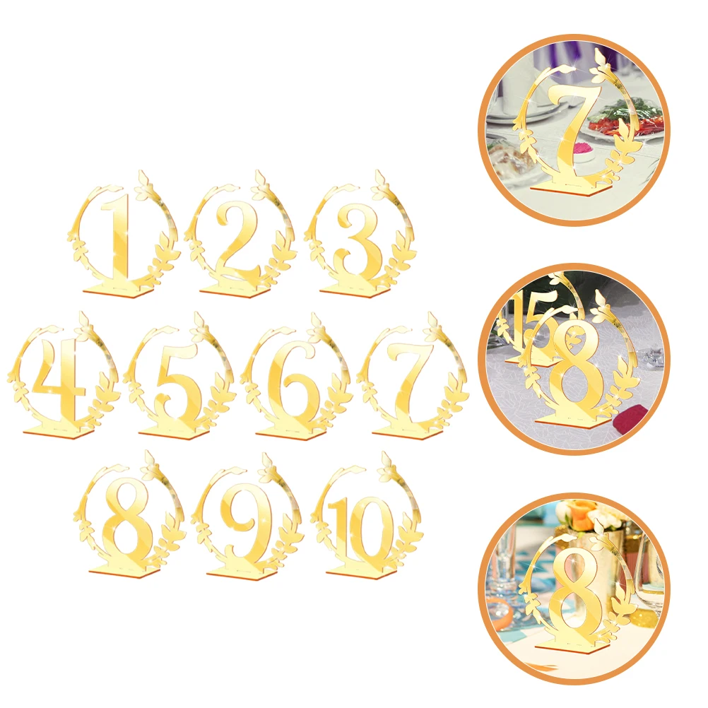 

10 Pcs Table Number Cards Wedding Reception Signs Banquet Seat Numbers Acrylic Material Cafe Restaurant Events