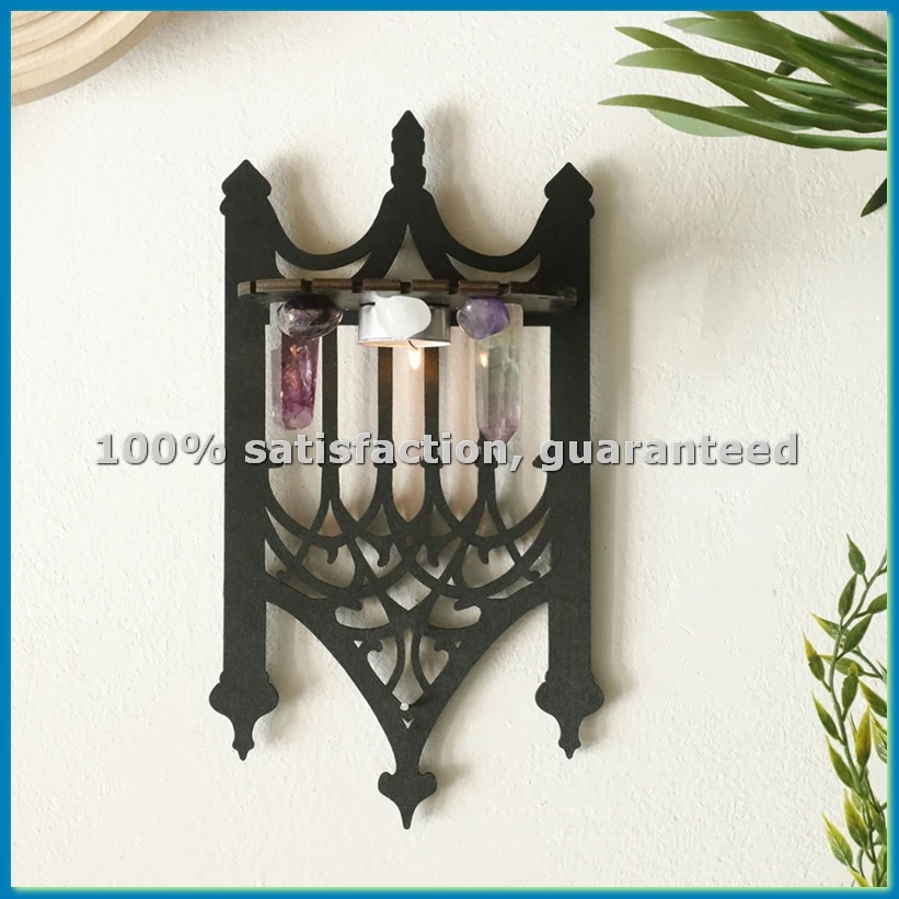 Black Wooden Gothic Fence Type Wall-Hung Shelf Furnishing Bedroom Decoration Shelf-A07G