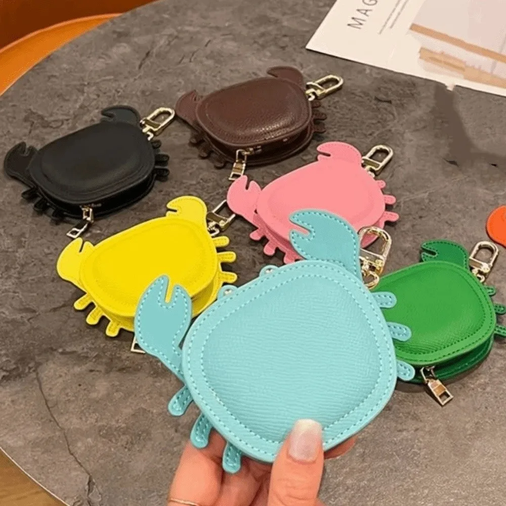 

Cartoon Crab Coin Purse Keychain Zipper Cute Crab PU Leather Pendant Small Purse Backpack Hanger Earphone Bag Outdoor