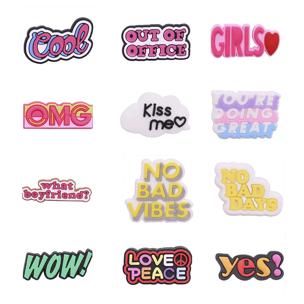 

1-12 шт., детские сандалии «No Bad Vibes Love Peace OMG»