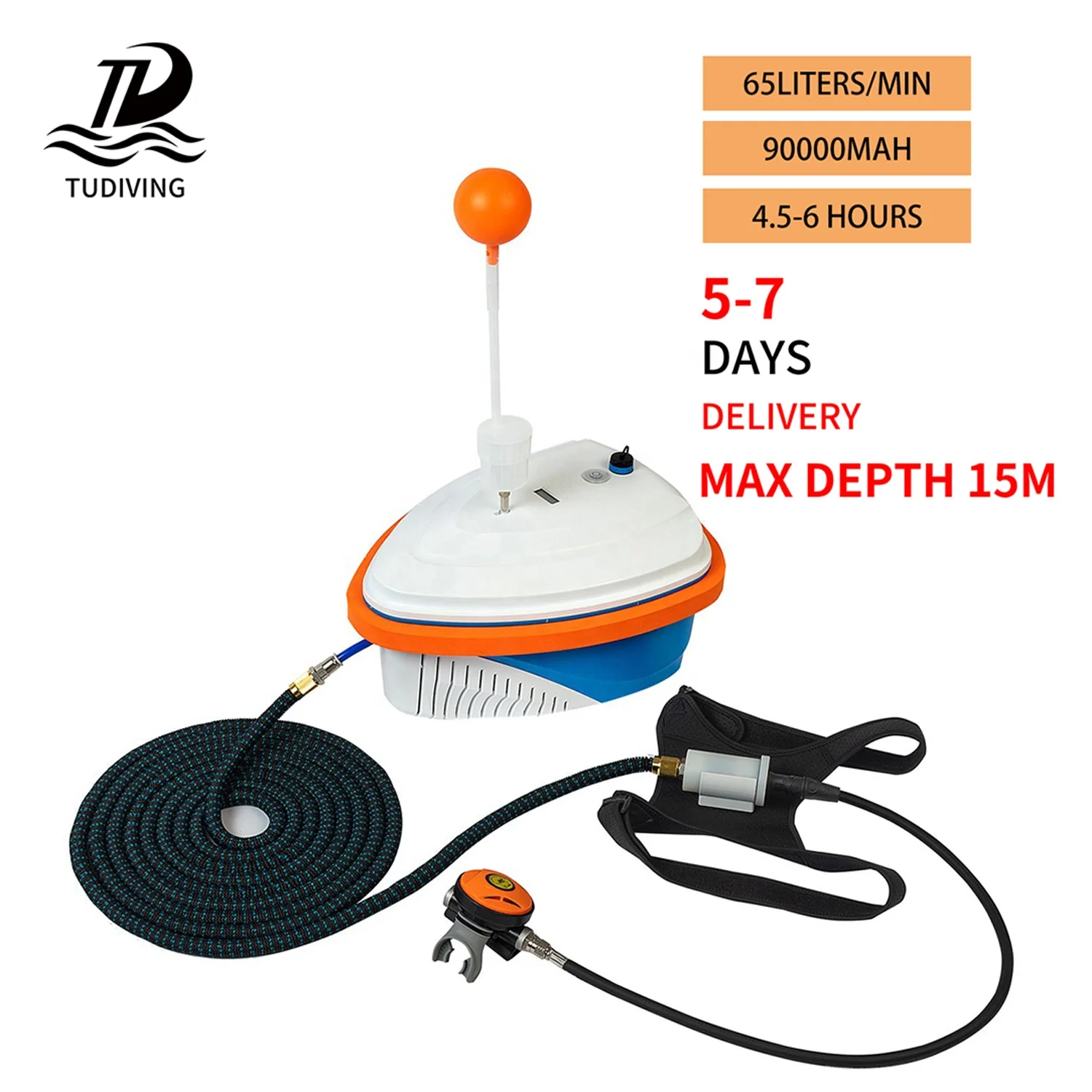 

LY450 15M 4.5-6Hours Outdoor Underwater Water Sport Swimming Rechargeable Breathing Mobile Diving Ventilator