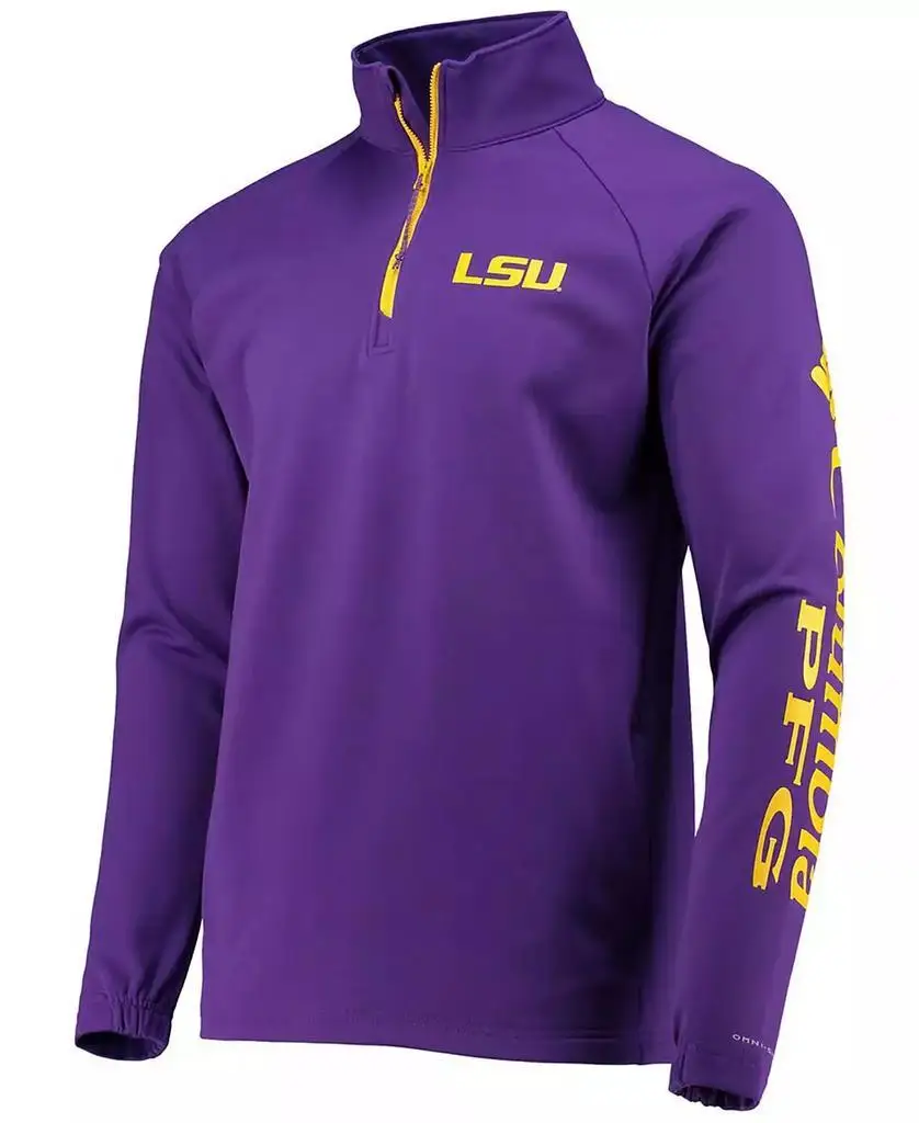 كولومبيا |   سترة LSU Tigers Terminal Tackle Fleece Raglan Omni-Shade Quarter-Zip للرجال